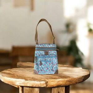 Stone Mountain Blue & Pink Pineapple Print Crossbody/Shoulder Bag brown fauxtrim